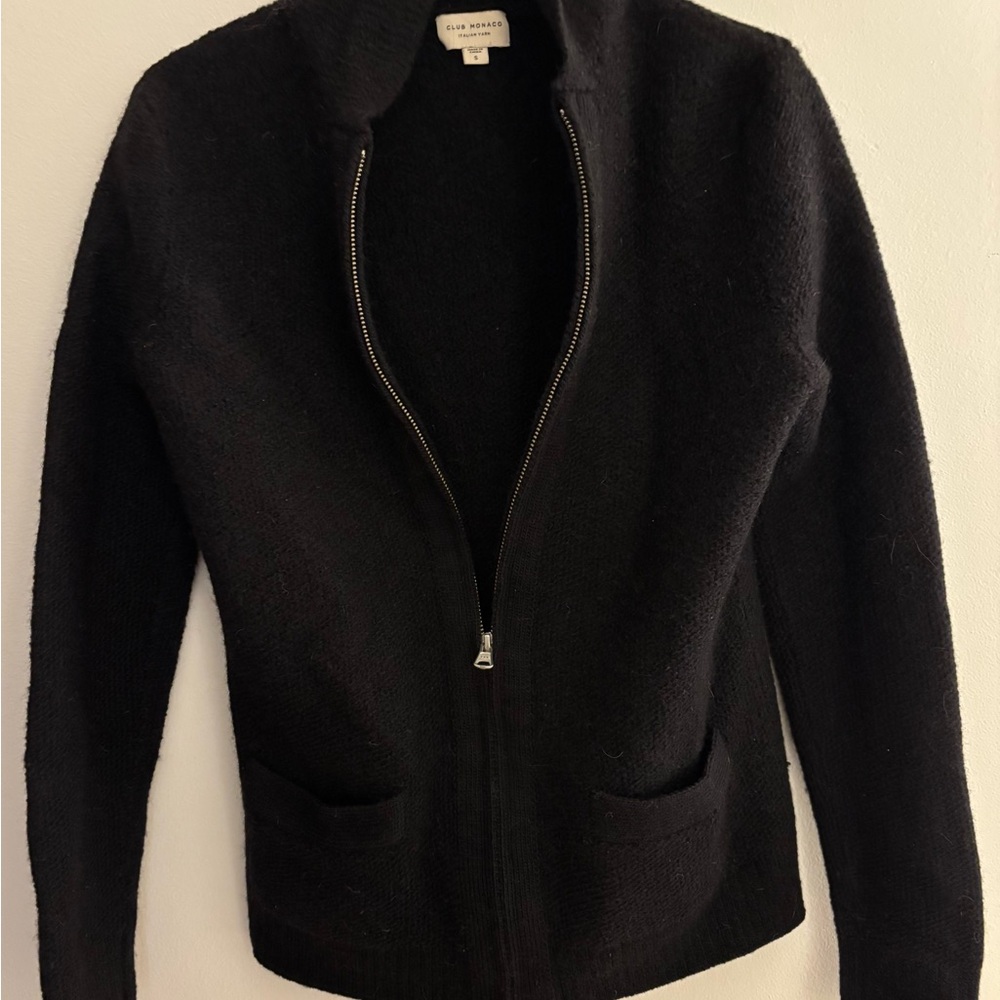 Club Monaco Black Zip-Up Cardigan